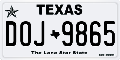 TX license plate DOJ9865