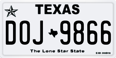 TX license plate DOJ9866