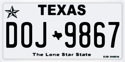TX license plate DOJ9867