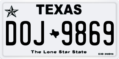 TX license plate DOJ9869
