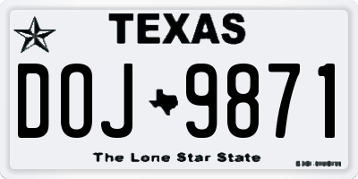 TX license plate DOJ9871
