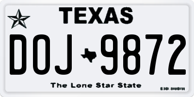 TX license plate DOJ9872