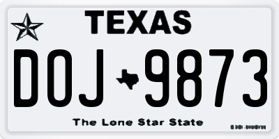 TX license plate DOJ9873
