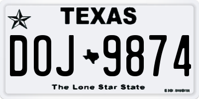 TX license plate DOJ9874