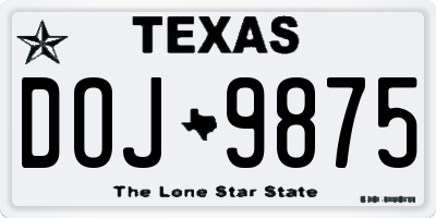 TX license plate DOJ9875