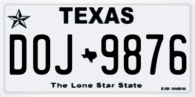TX license plate DOJ9876