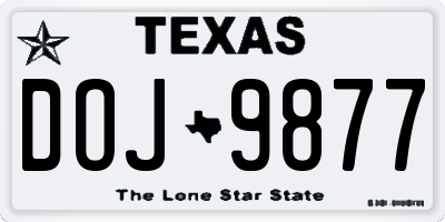TX license plate DOJ9877