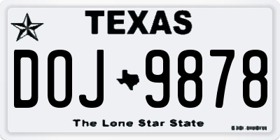 TX license plate DOJ9878