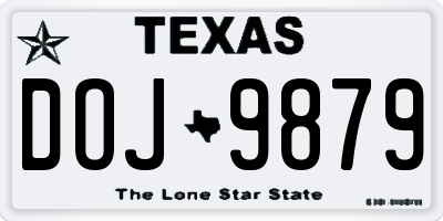 TX license plate DOJ9879