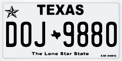 TX license plate DOJ9880
