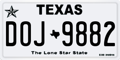 TX license plate DOJ9882