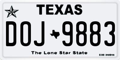 TX license plate DOJ9883