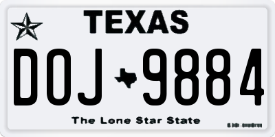 TX license plate DOJ9884