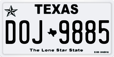 TX license plate DOJ9885