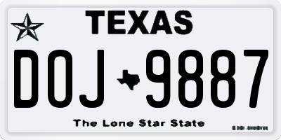 TX license plate DOJ9887
