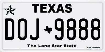 TX license plate DOJ9888