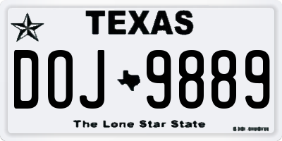 TX license plate DOJ9889