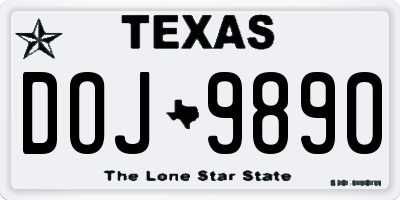 TX license plate DOJ9890