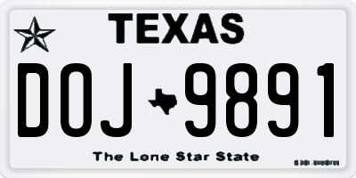 TX license plate DOJ9891