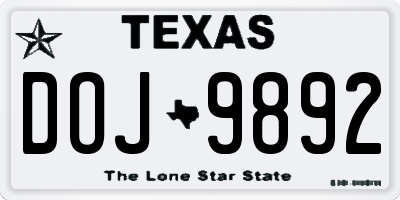 TX license plate DOJ9892