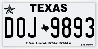 TX license plate DOJ9893