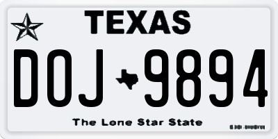 TX license plate DOJ9894