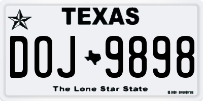 TX license plate DOJ9898