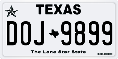 TX license plate DOJ9899