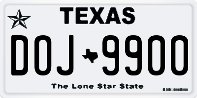 TX license plate DOJ9900