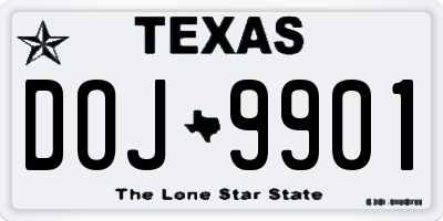 TX license plate DOJ9901