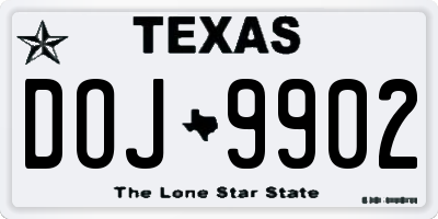 TX license plate DOJ9902