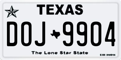 TX license plate DOJ9904