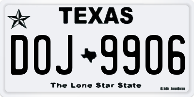 TX license plate DOJ9906