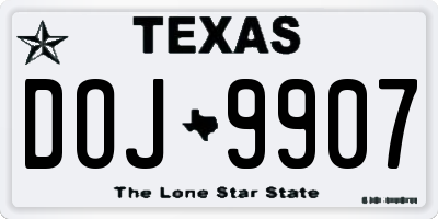 TX license plate DOJ9907