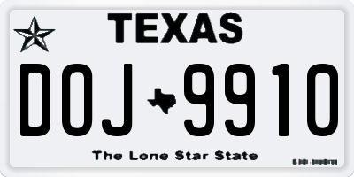 TX license plate DOJ9910
