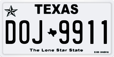 TX license plate DOJ9911