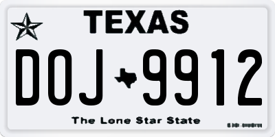 TX license plate DOJ9912