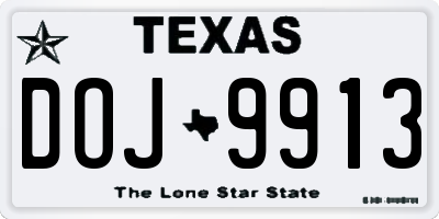 TX license plate DOJ9913