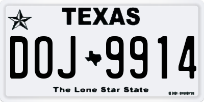 TX license plate DOJ9914