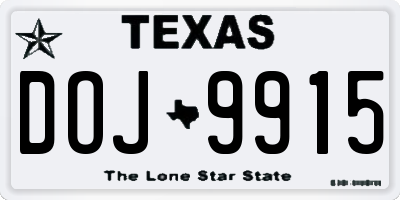 TX license plate DOJ9915