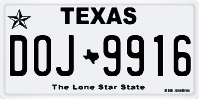 TX license plate DOJ9916
