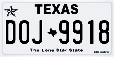 TX license plate DOJ9918