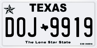 TX license plate DOJ9919