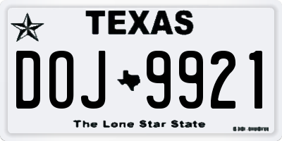 TX license plate DOJ9921