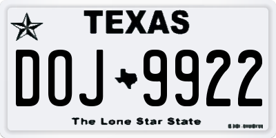 TX license plate DOJ9922
