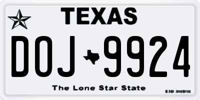 TX license plate DOJ9924