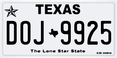 TX license plate DOJ9925