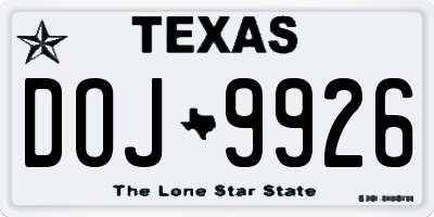 TX license plate DOJ9926