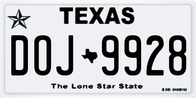 TX license plate DOJ9928