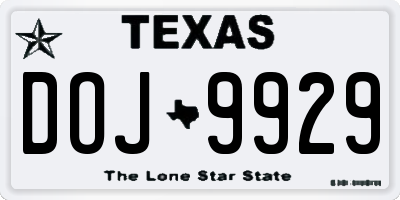 TX license plate DOJ9929